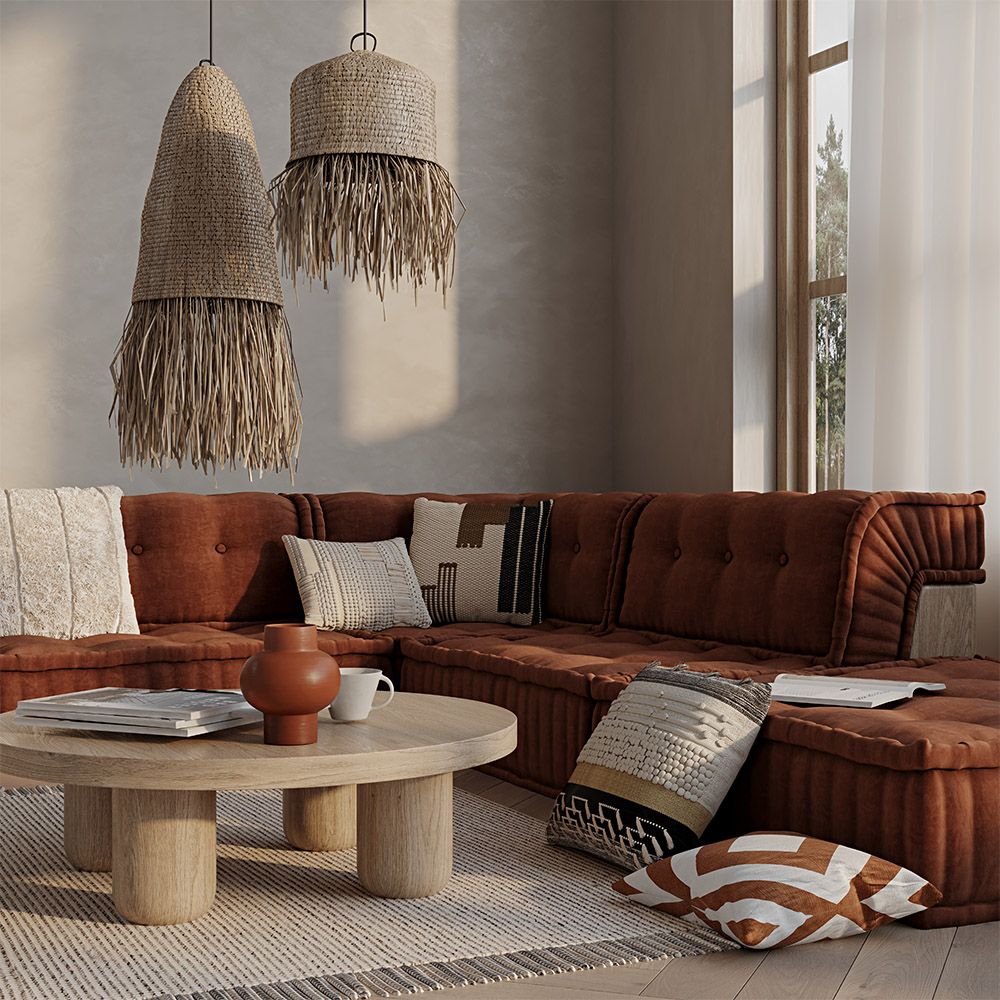 Lámpara Colgante de Rafia Natural Estilo Boho Bali - Hiue