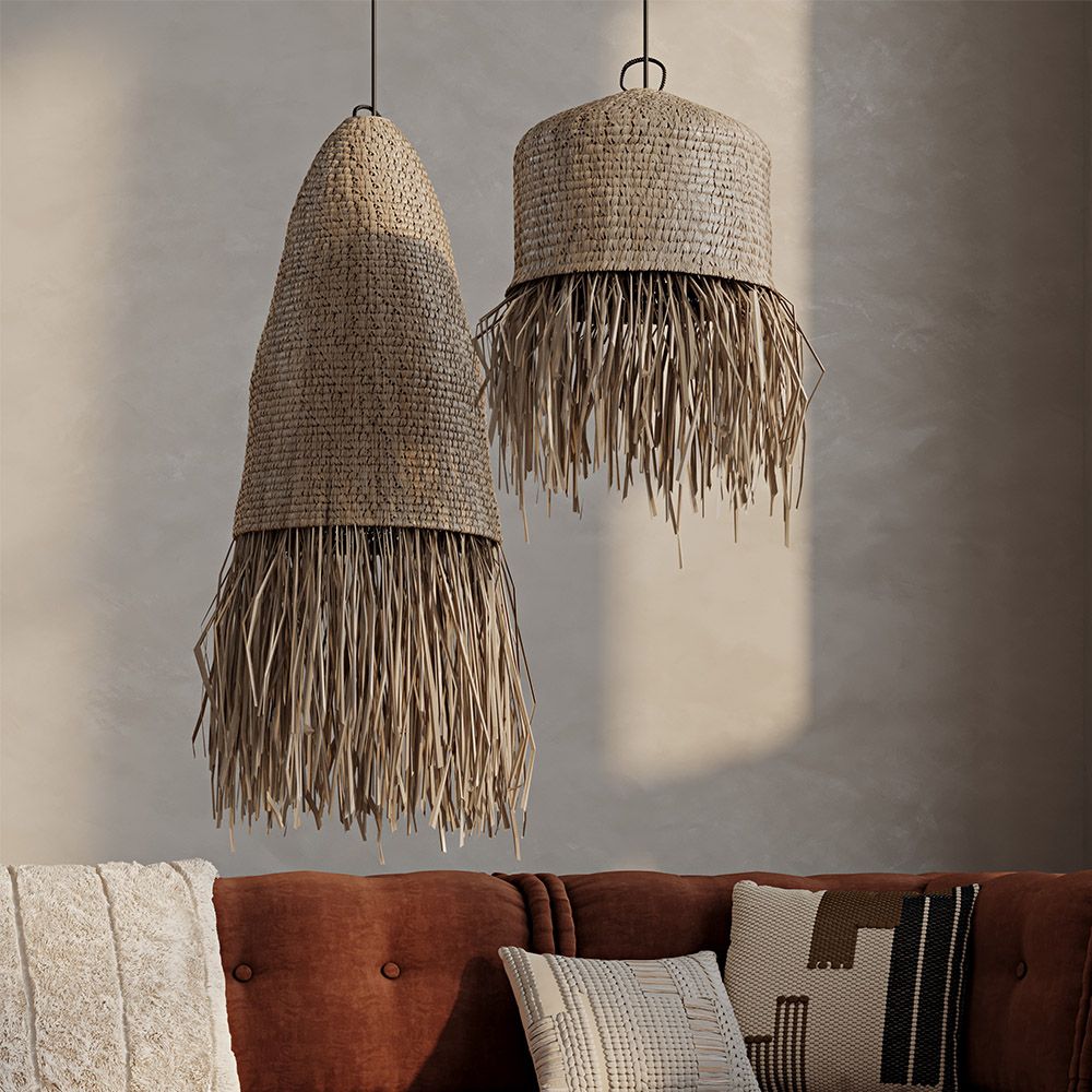 Lámpara Colgante de Rafia Natural Estilo Boho Bali - Hiue