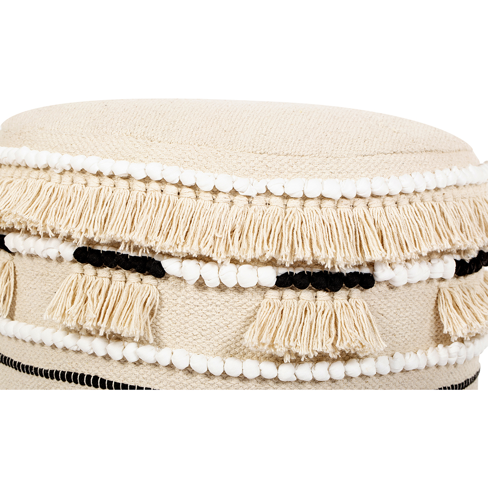 Taburete Puff Estilo Boho Bali en Madera y Algodón - Jessie Bali