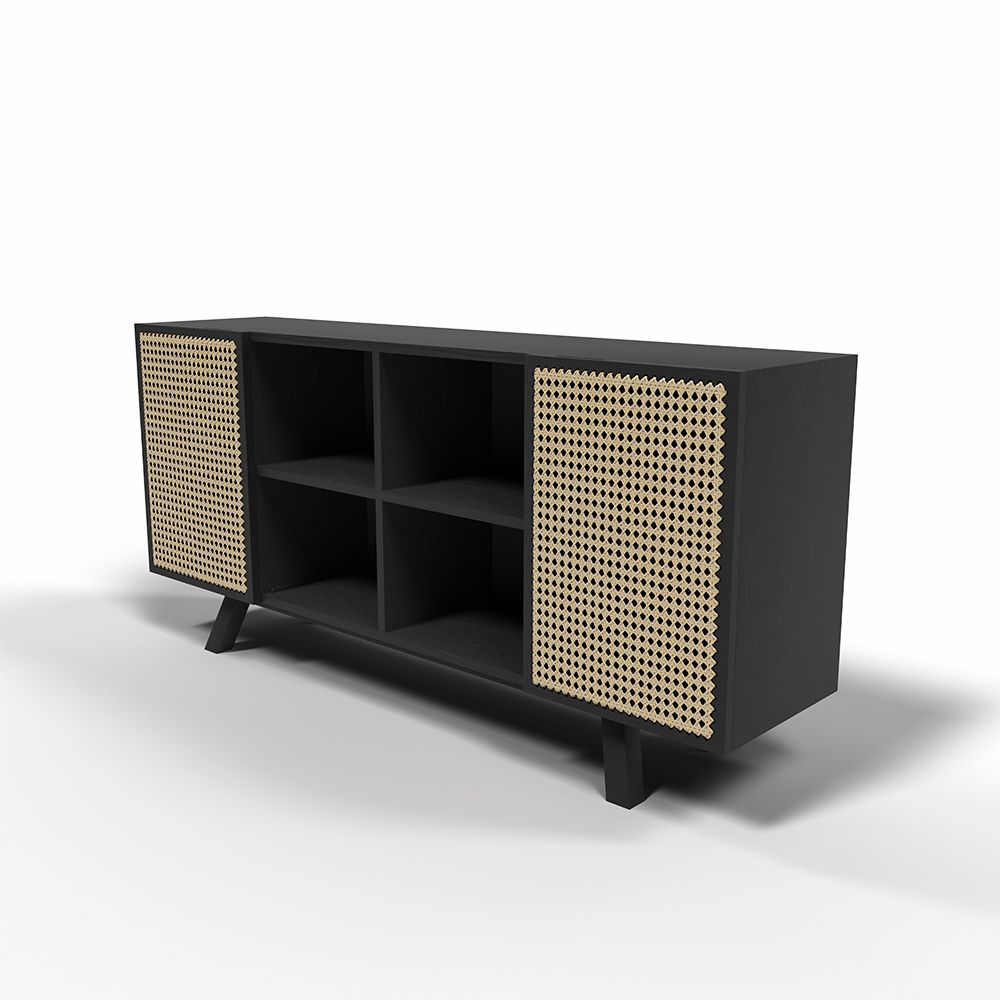 Aparador de Madera Natural - Diseño Vintage - Negro - Oga