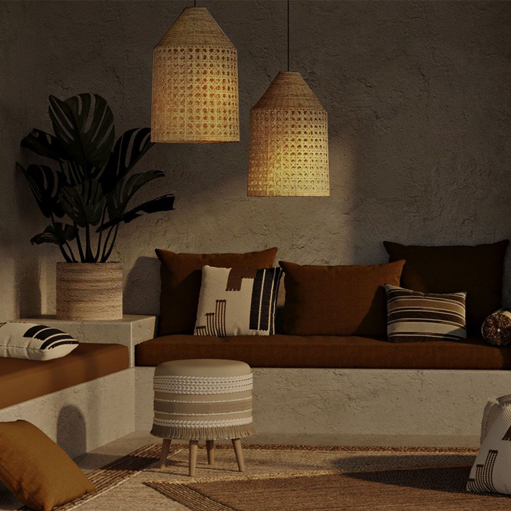 Lámpara Colgante de Ratán Natural Boho Bali- Grau
