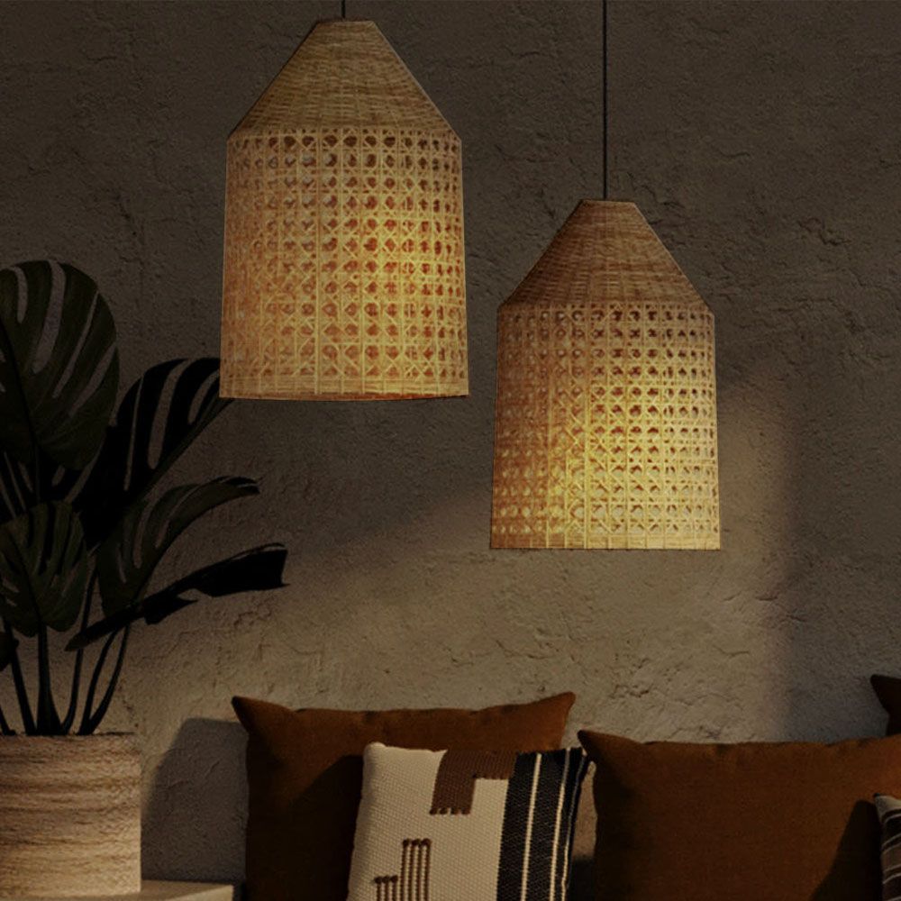 Lámpara Colgante de Ratán Natural Boho Bali- Grau